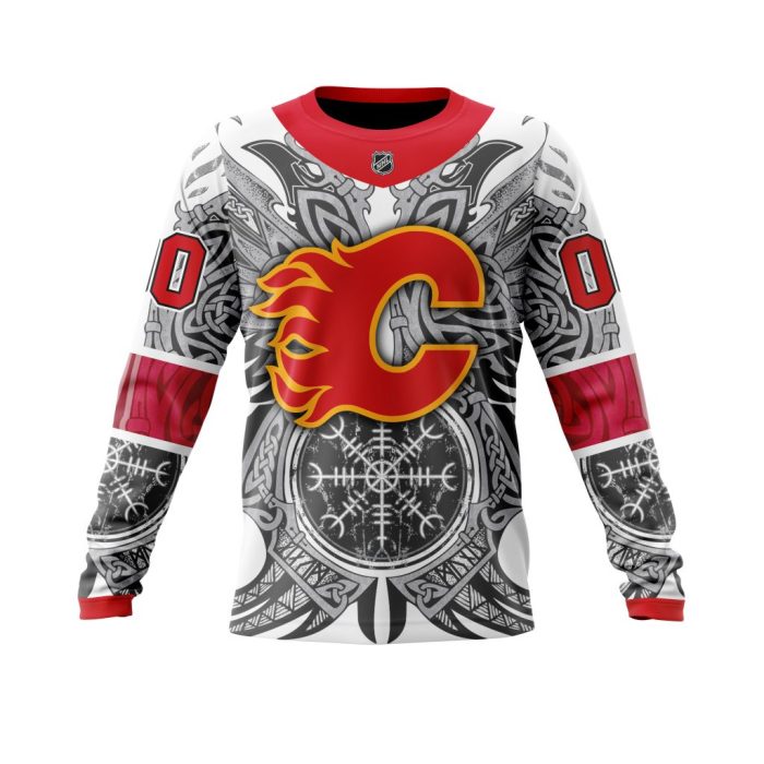 Personalized Calgary Flames Dark Norse Viking Symbols Unisex Sweatshirt SWS1714