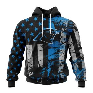 Personalized Carolina Panthers Classic Grunge American Flag Unisex Hoodie TH1107