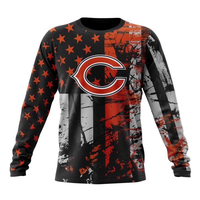Personalized Chicago Bears Classic Grunge American Flag Unisex Sweatshirt SWS248