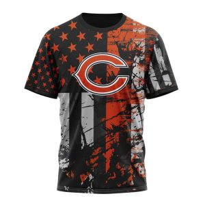 Personalized Chicago Bears Classic Grunge American Flag Unisex Tshirt TS2965