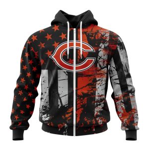 Personalized Chicago Bears Classic Grunge American Flag Unisex Zip Hoodie TZH0417