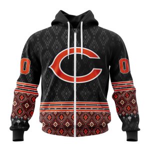 Personalized Chicago Bears Specialized Pattern Native Concepts Unisex Zip Hoodie TZH0419