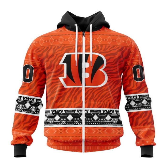 Personalized Cincinnati Bengals Specialized Pattern Native Concepts Unisex Zip Hoodie TZH0423