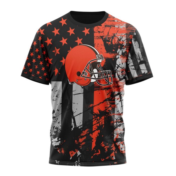 Personalized Cleveland Browns Classic Grunge American Flag Unisex Tshirt TS2973