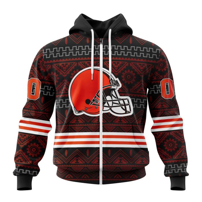 Personalized Cleveland Browns Specialized Pattern Native Concepts Unisex Zip Hoodie TZH0427