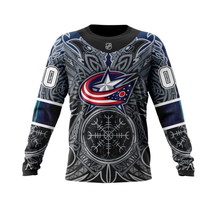 Personalized Columbus Blue Jackets Dark Norse Viking Symbols Unisex Sweatshirt SWS1750