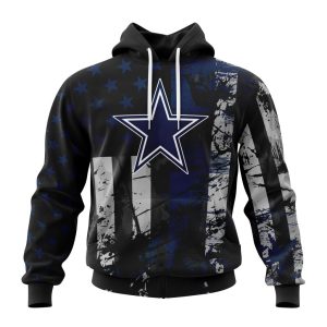 Personalized Dallas Cowboys Classic Grunge American Flag Unisex Hoodie TH1123