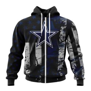 Personalized Dallas Cowboys Classic Grunge American Flag Unisex Zip Hoodie TZH0429