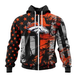 Personalized Denver Broncos Classic Grunge American Flag Unisex Zip Hoodie TZH0433