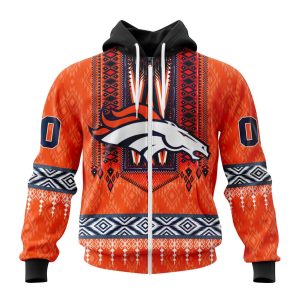 Personalized Denver Broncos Specialized Pattern Native Concepts Unisex Zip Hoodie TZH0435