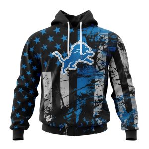 Personalized Detroit Lions Classic Grunge American Flag Unisex Hoodie TH1131