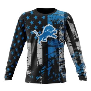 Personalized Detroit Lions Classic Grunge American Flag Unisex Sweatshirt SWS268