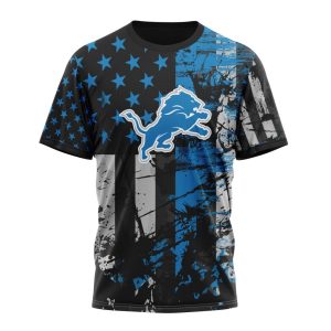 Personalized Detroit Lions Classic Grunge American Flag Unisex Tshirt TS2985