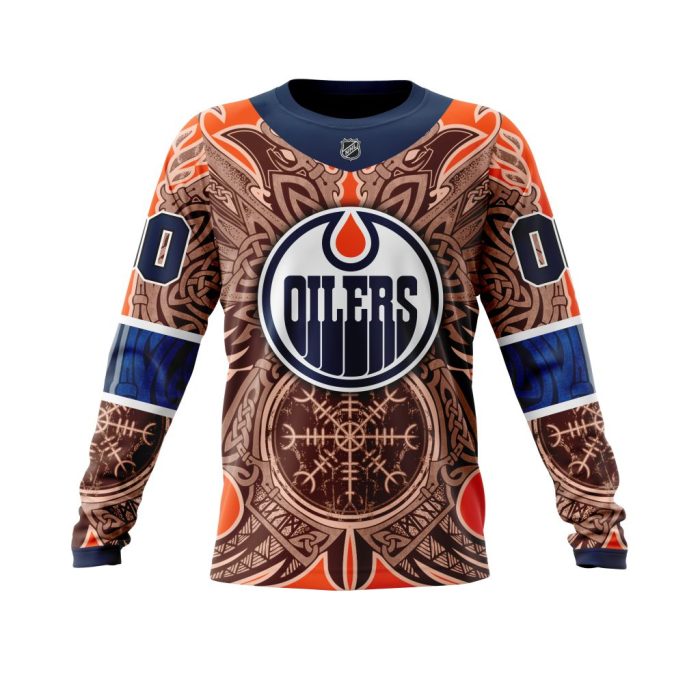 Personalized Edmonton Oilers Dark Norse Viking Symbols Unisex Sweatshirt SWS1777