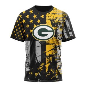 Personalized Green Bay Packers Classic Grunge American Flag Unisex Tshirt TS2989