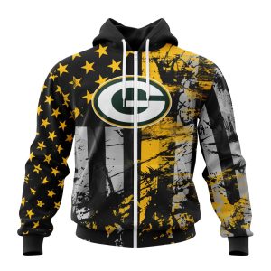 Personalized Green Bay Packers Classic Grunge American Flag Unisex Zip Hoodie TZH0441