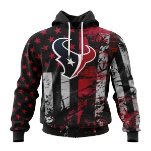 Personalized Houston Texans Classic Grunge American Flag Unisex Hoodie TH1139