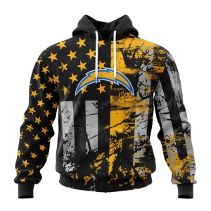 Personalized Los Angeles Chargers Classic Grunge American Flag Unisex Hoodie TH1159