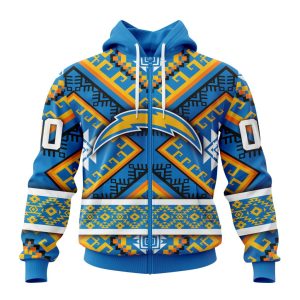 Personalized Los Angeles Chargers Specialized Pattern Native Concepts Unisex Zip Hoodie TZH0467