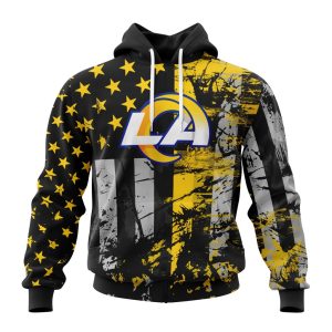 Personalized Los Angeles Rams Classic Grunge American Flag Unisex Hoodie TH1163