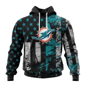 Personalized Miami Dolphins Classic Grunge American Flag Unisex Hoodie TH1167