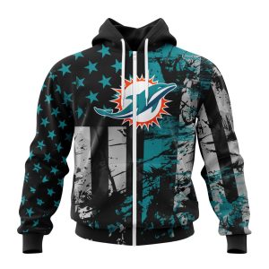 Personalized Miami Dolphins Classic Grunge American Flag Unisex Zip Hoodie TZH0473