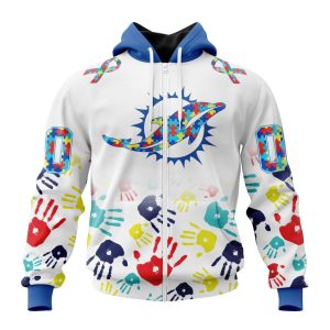 Personalized Miami Dolphins Special Autism Awareness Hands Unisex Zip Hoodie TZH0474