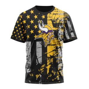 Personalized Minnesota Vikings Classic Grunge American Flag Unisex Tshirt TS3025
