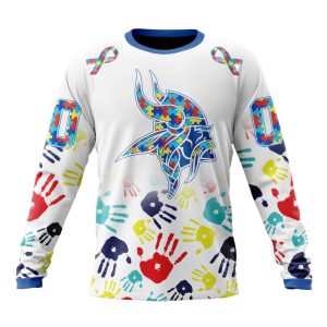 Personalized Minnesota Vikings Special Autism Awareness Hands Unisex Sweatshirt SWS309