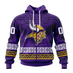 Personalized Minnesota Vikings Specialized Pattern Native Concepts Unisex Zip Hoodie TZH0479