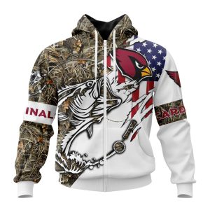 Personalized NFL Arizona Cardinals Fishing With Flag Of The United States Unisex Zip Hoodie TZH0496