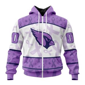 Personalized NFL Arizona Cardinals Special Lavender Fights Cancer Unisex Zip Hoodie TZH0505