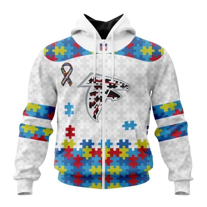 Personalized NFL Atlanta Falcons Autism Awareness Design Unisex Hoodie TZH0513