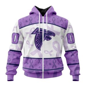 Personalized NFL Atlanta Falcons Special Lavender Fights Cancer Unisex Zip Hoodie TZH0525