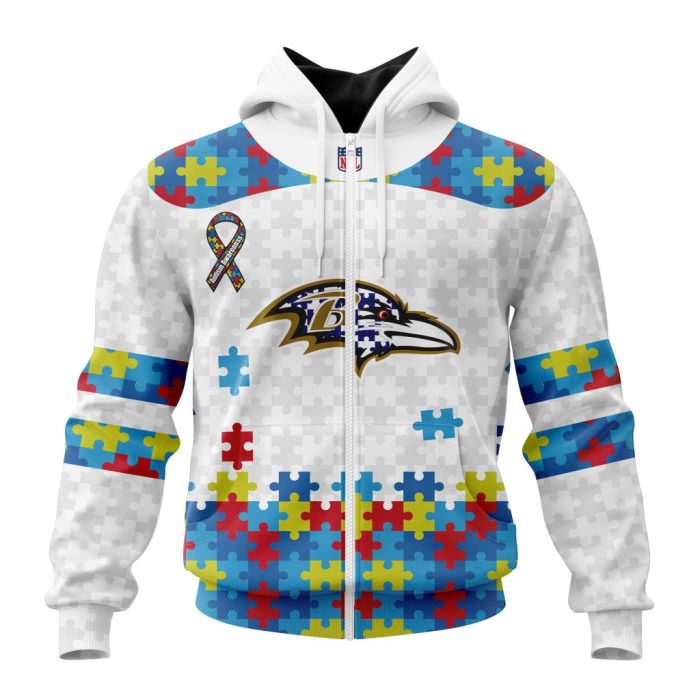 Personalized NFL Baltimore Ravens Autism Awareness Design Unisex Hoodie TZH0533