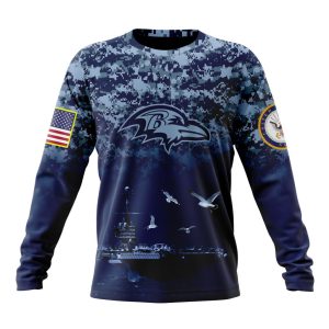 Personalized NFL Baltimore Ravens Honor US Navy Veterans Unisex Sweatshirt SWS369