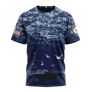 Personalized NFL Baltimore Ravens Honor US Navy Veterans Unisex Tshirt TS3086
