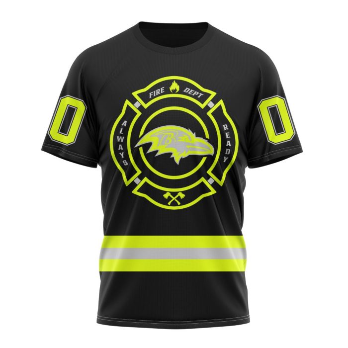 Personalized NFL Baltimore Ravens Special FireFighter Uniform Design Unisex Tshirt TS3090
