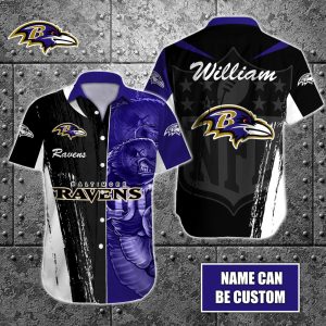 Personalized NFL Baltimore Ravens Special Half Tone Mascot Hawaiian Shirt HWS0694