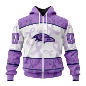 Personalized NFL Baltimore Ravens Special Lavender Fights Cancer Unisex Zip Hoodie TZH0545