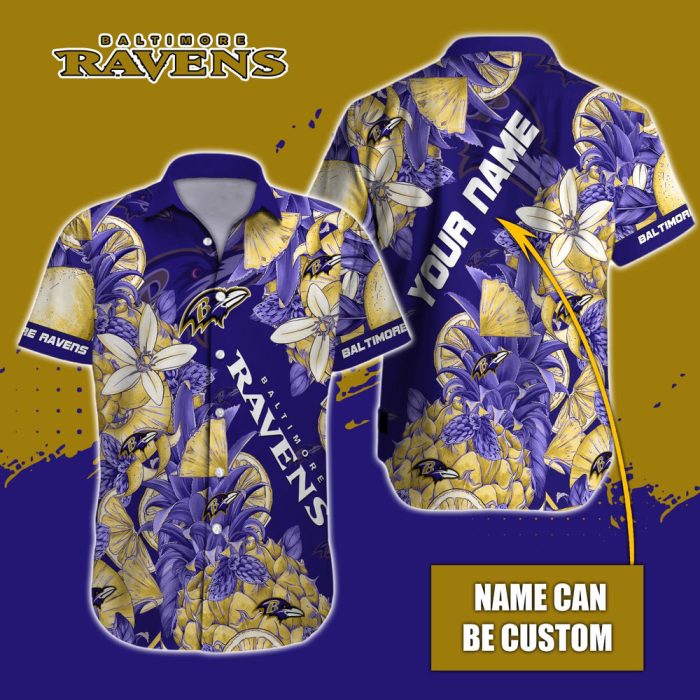 Personalized NFL Baltimore Ravens Special Tropical Fruit Hawaiian Button Shirt HWS0696