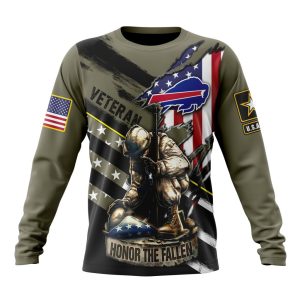 Personalized NFL Buffalo Bills Honor Veterans Kneeling Soldier Unisex Sweatshirt SWS390
