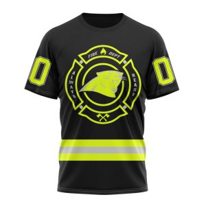 Personalized NFL Carolina Panthers Special FireFighter Uniform Design Unisex Tshirt TS3130