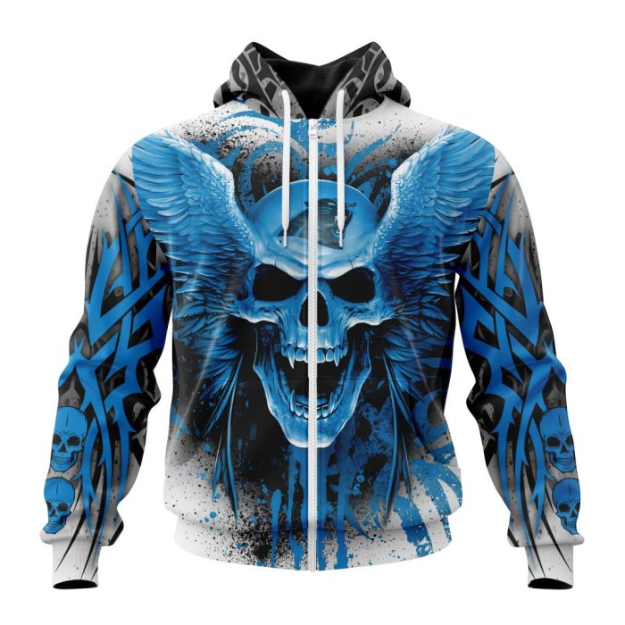 Personalized NFL Carolina Panthers Special Kits With Skull Art Unisex Zip Hoodie TZH0584