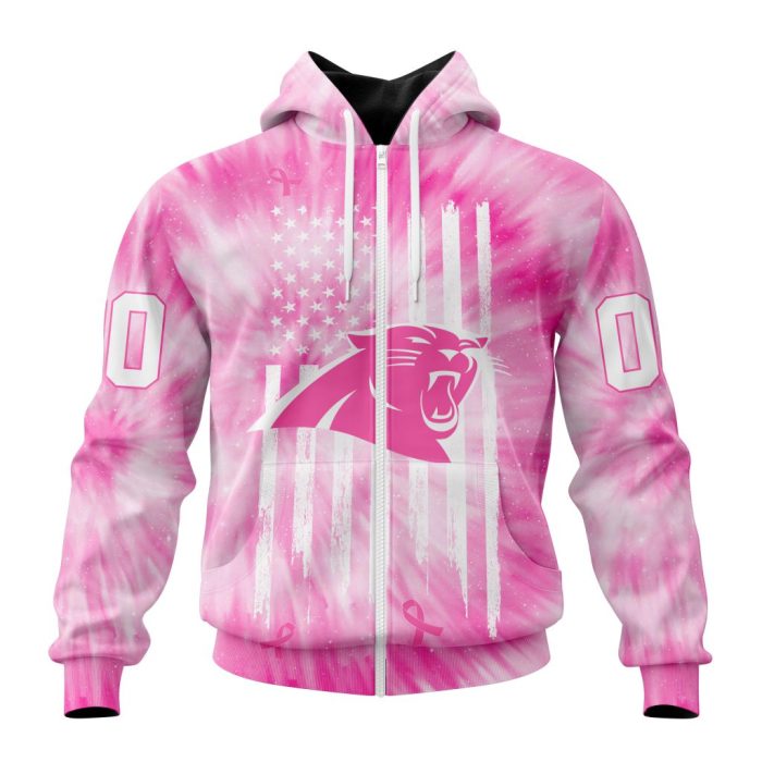 Personalized NFL Carolina Panthers Special Pink Tie-Dye Unisex Zip Hoodie TZH0587