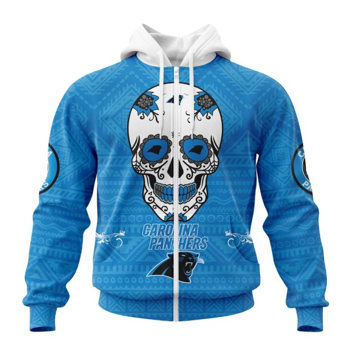 Personalized NFL Carolina Panthers Specialized Kits For Dia De Muertos Unisex Zip Hoodie TZH0589