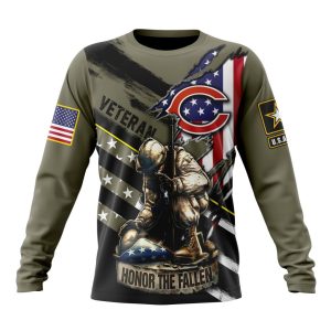 Personalized NFL Chicago Bears Honor Veterans Kneeling Soldier Unisex Sweatshirt SWS430