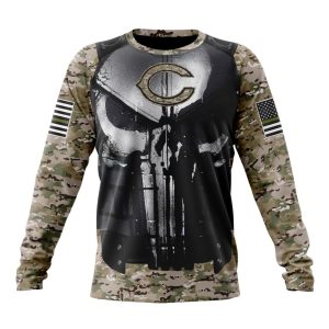 Personalized NFL Chicago Bears Punisher Skull Camo Veteran Kits Unisex Sweatshirt SWS431
