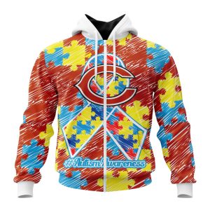 Personalized NFL Chicago Bears Puzzle Autism Awareness Unisex Zip Hoodie TZH0601