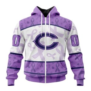 Personalized NFL Chicago Bears Special Lavender Fights Cancer Unisex Zip Hoodie TZH0605